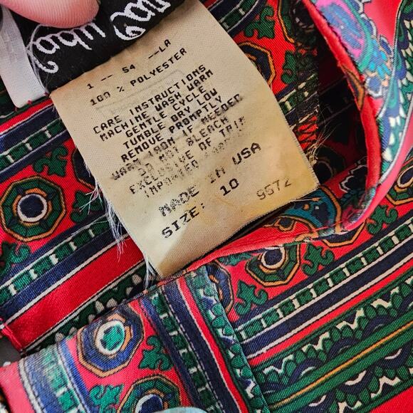 Vintage Lady Carol Red Paisley Pleated Dress Size 10 - Picture 7 of 8